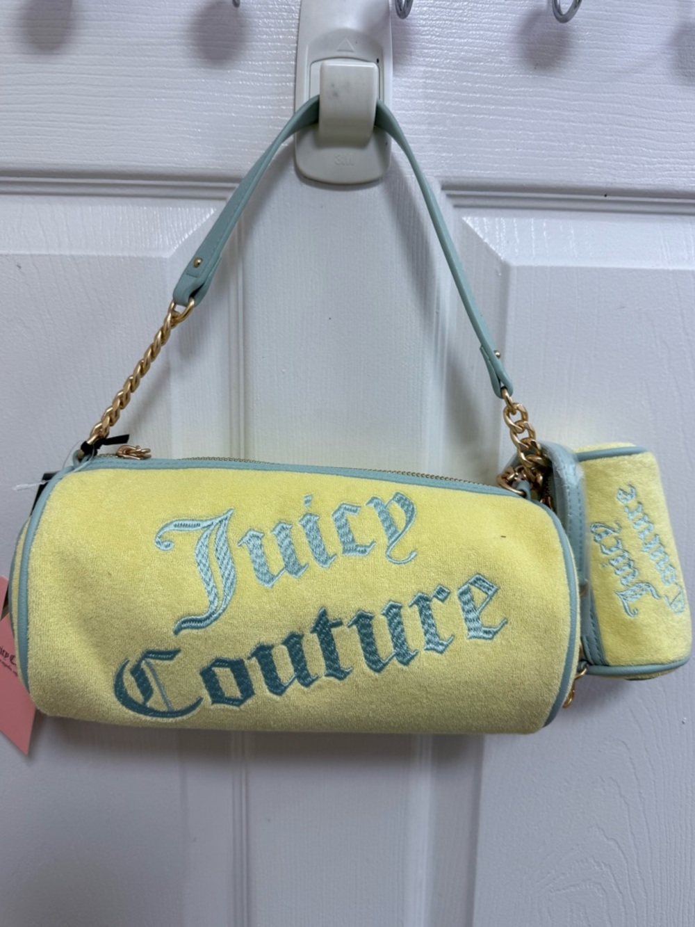 NWT Juicy Couture Choose Juicy II Barrel in Yellow Pear/Pastel Turquoise
